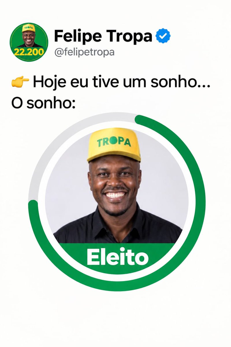 FelipeBolsonare's tweet photo. Para Deputado estadual 22200 https://t.co/5DAIVOBjSJ