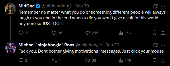 rdygg_dota2's tweet photo. Damn... 🇵🇭 ninjaboogie's first tweet in more than 3 years.

Context: 🇲🇾 MidOne removed 🇵🇭 ninjaboogie from Team SMG back in 2022 over "poor performances" at a time where the latter was facing hardship in his family https://t.co/UFuBdPZnVq