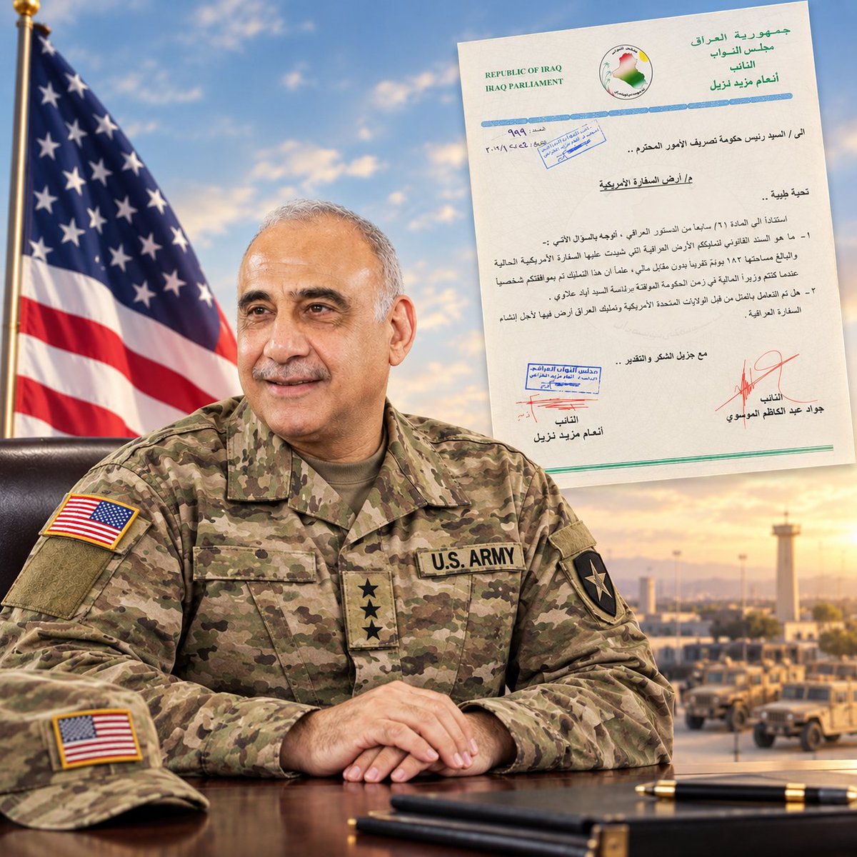 abw_fatmt44402's tweet photo. العلاس والعميل عادل عدو المهدي ..
 احد رموز (فصائل المقاولة في العراق) والإطار التنسيقي الجبان ، هو الذي اعطى ١٨٢ دونم لأمريكا مجانا لتبني سفارتها في العراق .!!
تنويه عادل عدو المهدي هو برأي الفصائل الولائية المقاولة (اشرف رئيس وزراء بعد الامام علي) !! https://t.co/AsUub7SGh6