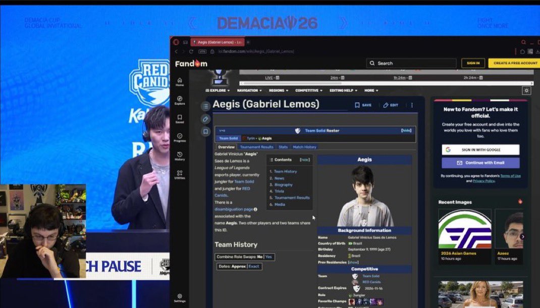 CaetanoDouraado's tweet photo. ??? 

Não é ele olhando o leaguepidia do AEGIS e vendo que ele ficou em último lugar no tier 2 não né 🤣🤣🤣🤣🤣 https://t.co/fXdRaZqqOG