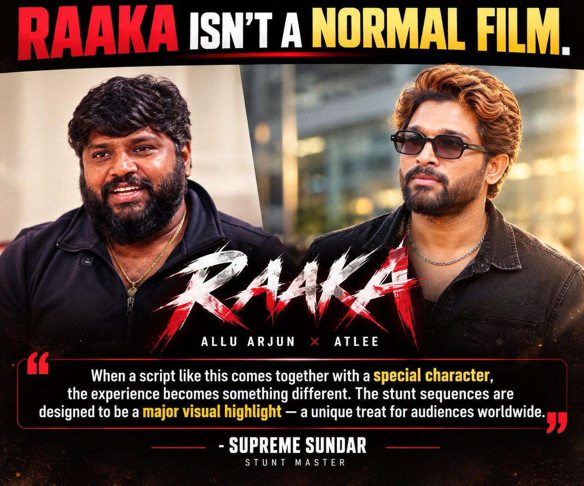 AlluArjunFFANS's tweet photo. Stunt Master Supreme Sundar about RAAKA movie and alluarjun 🔥 https://t.co/WH7y2a8Nbm