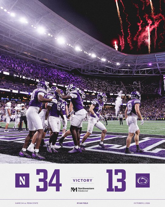 parkerandtheman's tweet photo. THIS is how u 0PEN a new stadium! Northwestern QB (and #MSU transfer) Aidan Chiles can always say HE was 1st NU QB to start... and WIN at NEW #RyanField. 413 rush yards as a team wiped out #PennState. It was a spectacular night in Evanston, Illinois https://t.co/JT335ivFWH