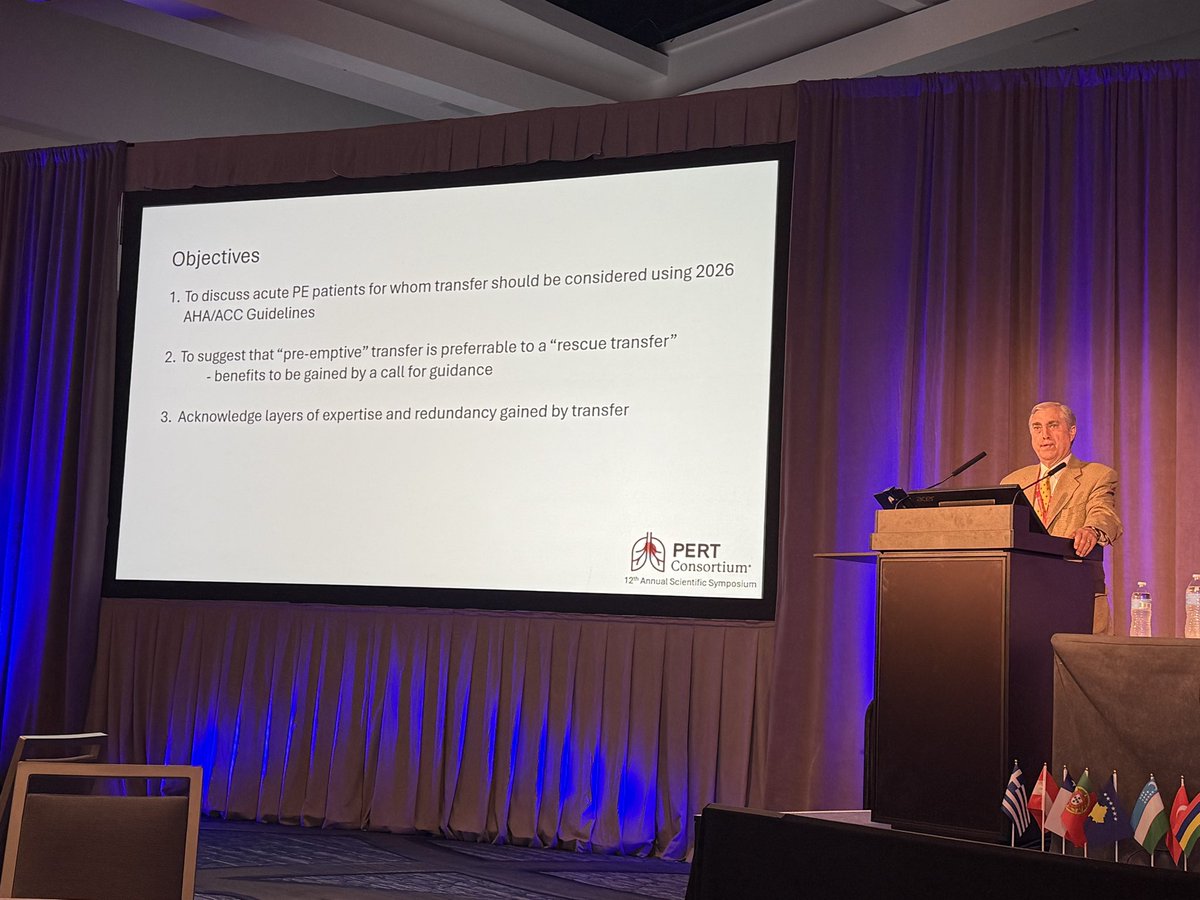 PERTConsortium's tweet photo. @CharlesBRoss3 from @PiedmontHealth presents the other side of the debate - when you SHOULD transfer PERT patients. #PERT2026 https://t.co/yJJf28DqRG