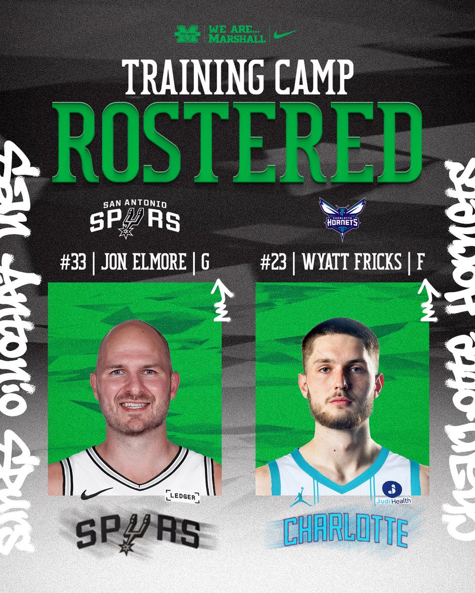 Coach_CJackson's tweet photo. BIG CONGRATS to @elmore33 and @wyattfricks2 on earning invitations to the @spurs and @hornets training camps 🔥🔥

What an incredible experience-opportunity for both!! Proud Coach!! @Herd_MBB 🦬💚🦬 https://t.co/8lurpCKyve