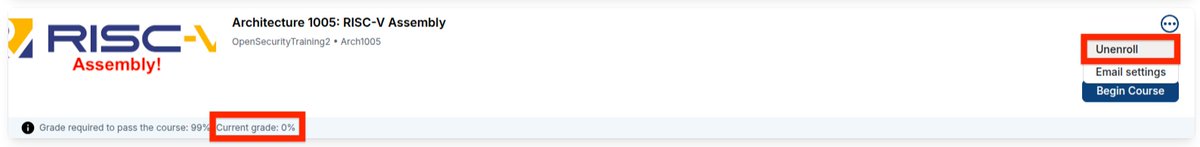 OpenSecTraining's tweet photo. As part of the gamification we're rolling out a few "Ignominious" badges to nudge users' behavior in the right direction.
Do you have 5 or more OST2 classes that you enrolled in but haven't started? Congrats, you've been granted the "Watchlister" accomplishment (-10k points!) Not only that, but you can't sign up for new classes! We know it's a common behavior to treat the site like Netflix and to add stuff that you just think you may get around to someday. But the fix is easy, just unenroll from the classes you're not going to take any time soon. You get a clean dashboard, and we get better statistics about who's actually working on classes!