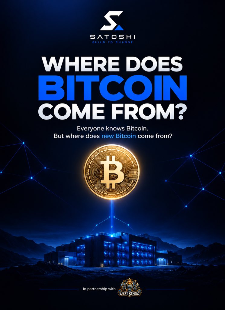 TheRealmOfDefi's tweet photo. WHERE DOES BITCOIN COME FROM?

Everyone knows Bitcoin.

You’ve probably heard about its price, seen people talk about buying it, holding it, or sending it.

But there’s a question most beginners never stop to ask:

Where does new Bitcoin actually come from?

It isn’t printed like physical money.

It isn’t sitting in a bank waiting to be released.

New Bitcoin enters circulation through a process called Bitcoin mining.

So, what is mining?

Bitcoin is powered by a global network of computers.

Specialised machines around the world use computing power to perform enormous amounts of calculations while helping process transactions and secure the Bitcoin network.

These machines are constantly competing to complete the work required by the Bitcoin protocol.

When a miner successfully adds a new block to the Bitcoin blockchain, the protocol provides a Bitcoin reward to the successful miner.

That is one of the ways new Bitcoin enters the system.

And where does computing power come in?

Think of computing power as the engine behind mining.

The more computing power a mining operation has, the more calculations its machines can perform.

This computing power is commonly measured in hashrate, such as TH/s — terahashes per second.

So when you hear someone talk about Bitcoin mining, they aren’t simply talking about “finding Bitcoin.”

They’re talking about machines, computing power, electricity, infrastructure, and a global network working together to secure Bitcoin.

And this leads to an even bigger question:

What if you want access to Bitcoin mining power without running the machines yourself?

That’s where we’ll go next.

This is @satoshi_btcb .

Bitcoin is the asset.
Mining is the process.

And understanding that difference is the first step to understanding how Satoshi works.

#Satoshi #Bitcoin #BitcoinMining #Hashrate #Web3 #CryptoEducation #TheDeFiKingz #BitcoinEducation