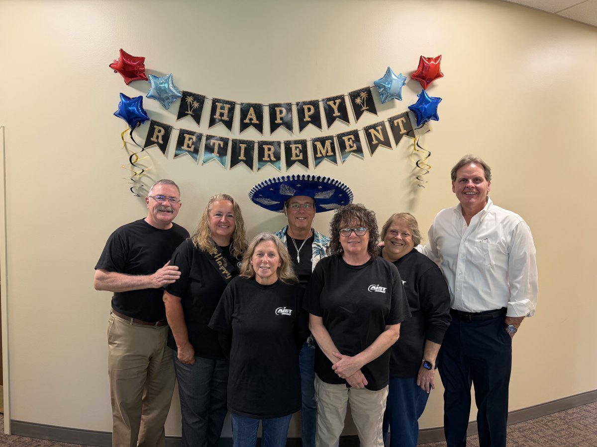 AISTech's tweet photo. We celebrated 6 remarkable AIST team members preparing for retirement! Together, Gina, Natalie, Lori, Ken, Vicki and Charlie represent an incredible 125 years of service to AIST. Congratulations for your outstanding dedication and commitment! Best wishes on your next chapters. https://t.co/uq0CaSsboe