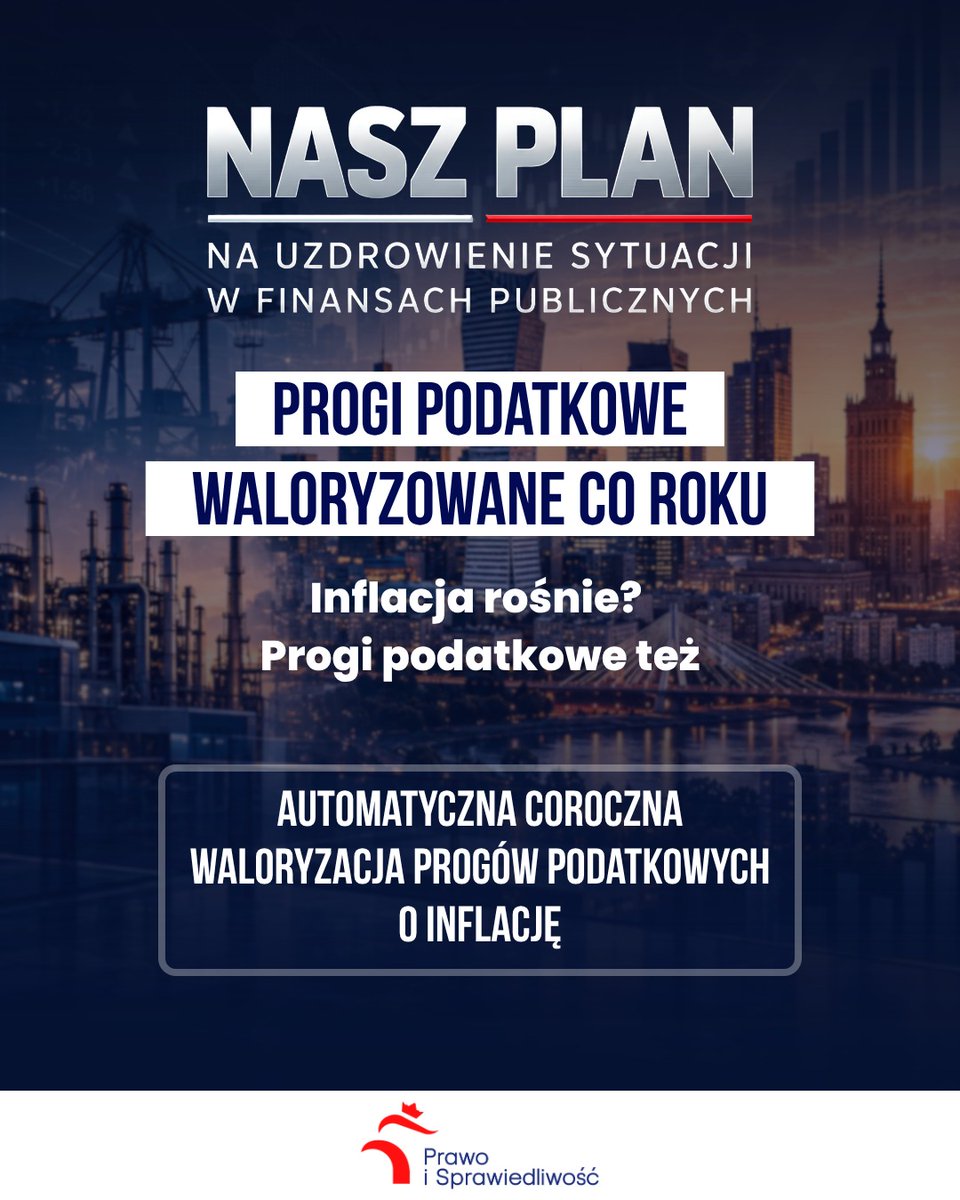 pisorgpl's tweet photo. 🔵 Zmiana w systemie podatkowym: coroczna waloryzacja progów podatkowych o inflację.
👉 Udostępnij nasz plan na uzdrowienie finansów publicznych! https://t.co/1KoZL9WqnT