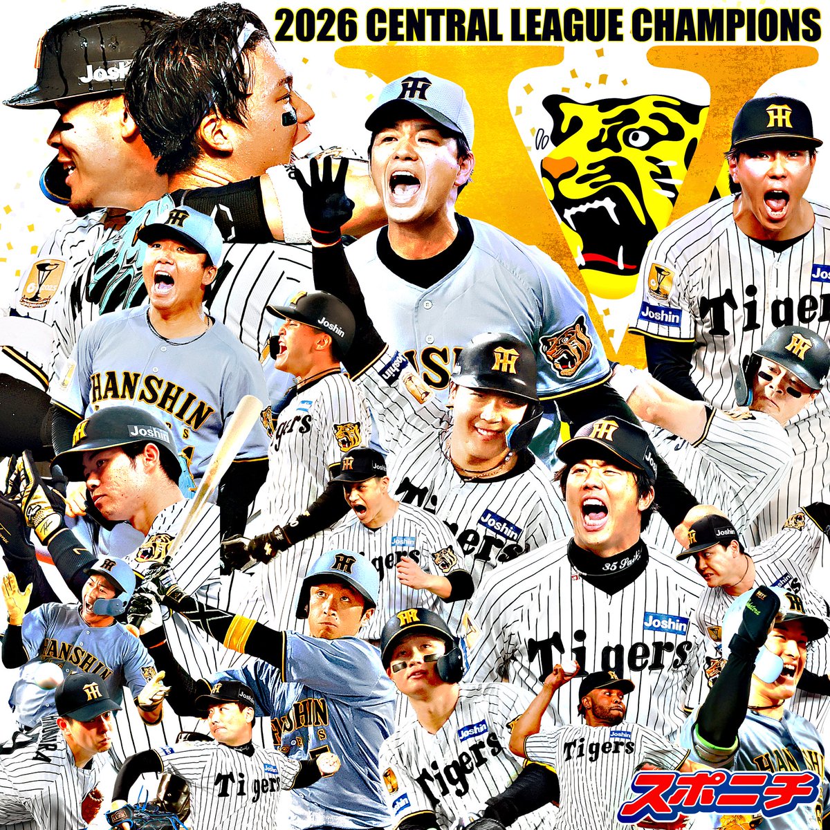 SponichiHanshin's tweet photo. 阪神タイガース、球団史上初の連覇達成です🏆🏆おめでとうございます✨✨

#tigers #スポニチ https://t.co/X5kn5qde9d