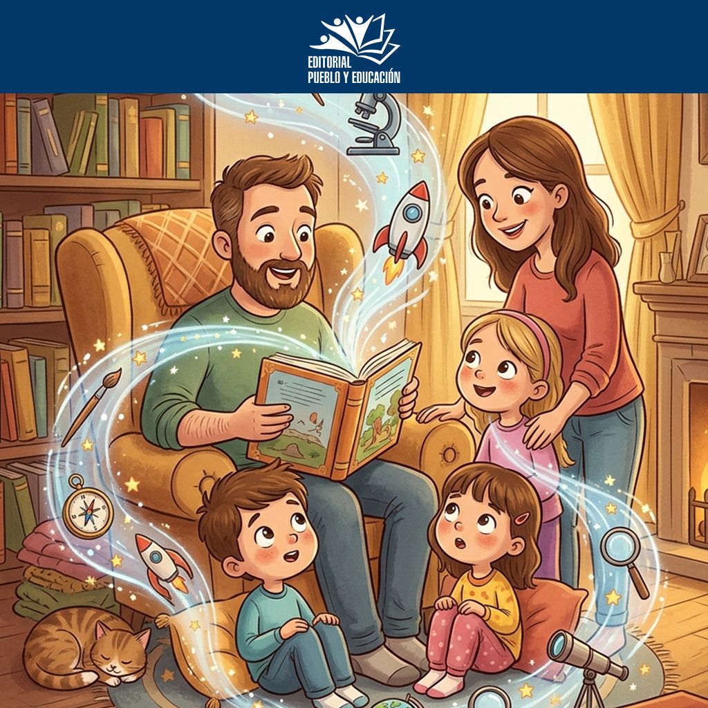 PuebloEditorial's tweet photo. Sábado en familia: lean un cuento en voz alta con los más pequeños o visiten juntos una biblioteca. Sembrar el amor por la lectura en el hogar es regalar herramientas para la vida. 👨‍👩‍👧‍👦📖 #FamiliaYLectura #Sábado #CulturaEnCasa https://t.co/8ZIQ5LqSjZ