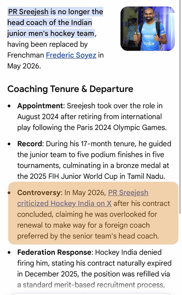 _Break_Free___'s tweet photo. A spurned one would find fault with everything, that's quite natural too. Sreejesh will be silent when he gets the senior men coaching role. 

That said, Hockey India (HI) is the weirdest sports association in India right now—it's a total administrative mess. HI doesnt allow any successful coach in the position for long unless he massages the ego of those old honchos