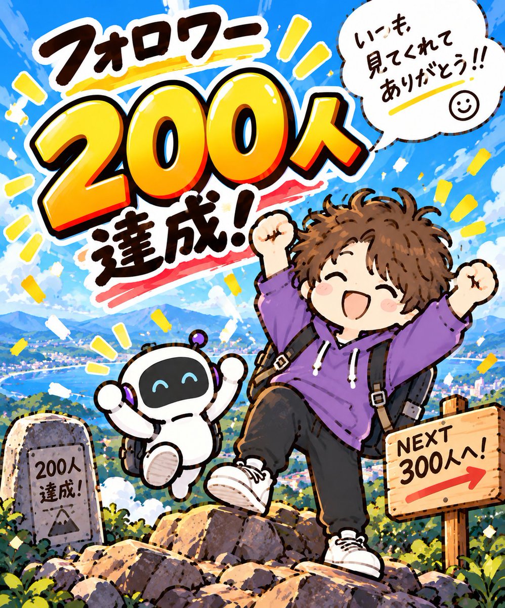 oympvg's tweet photo. 【フォロワー200人達成🎉】

みなさん、いつもありがとうございます！
ついに、200人に到達しました☺️

まだ4日目ですが、Xのみなさんの温かさに救われております！

これからも、よろしくお願いします🙇‍♂️

次は300人！ひぇっ https://t.co/Sngty1vdnT