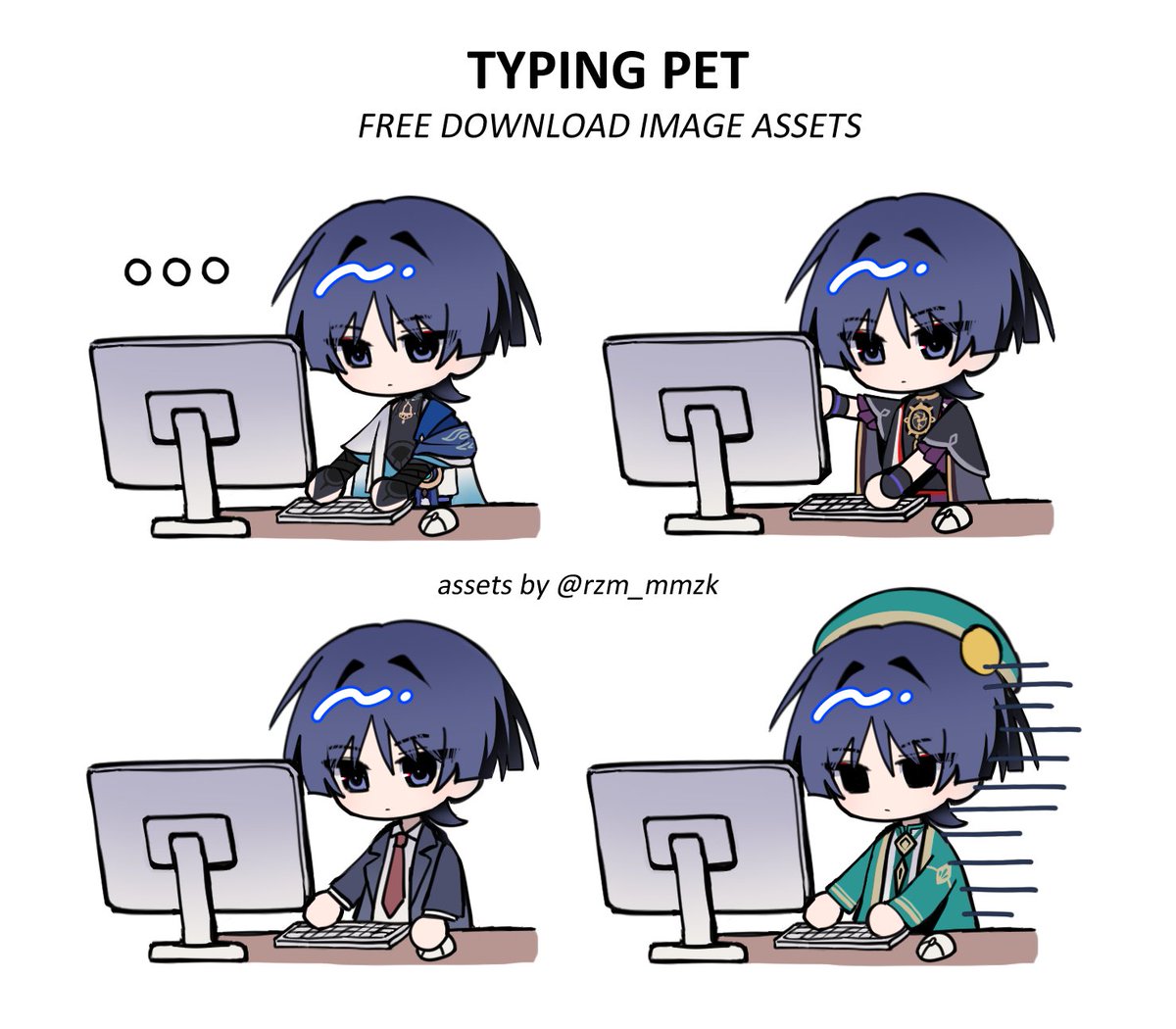 rzm_mmzk's tweet photo. assets for "Typing Pet" free distribution~

📍 download link:
https://t.co/QFTGDAnvHn

🚫 redistribution is prohibited
for personal use only, free for modification and edits of the character.

please read the guideline txt file in the folder before downloading. thank you so much~ https://t.co/d1RUNqhkbD