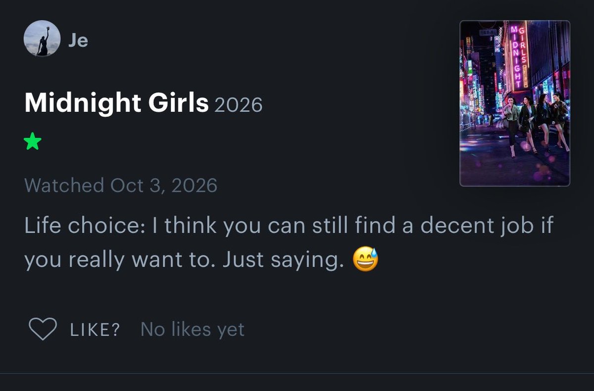 pinathbutter's tweet photo. Imagine this being your takeaway from Midnight Girls (2026)…….WHAT HAPPENED TO MEDIA LITERACY 😫😫😫 https://t.co/R1BpggA1Yt