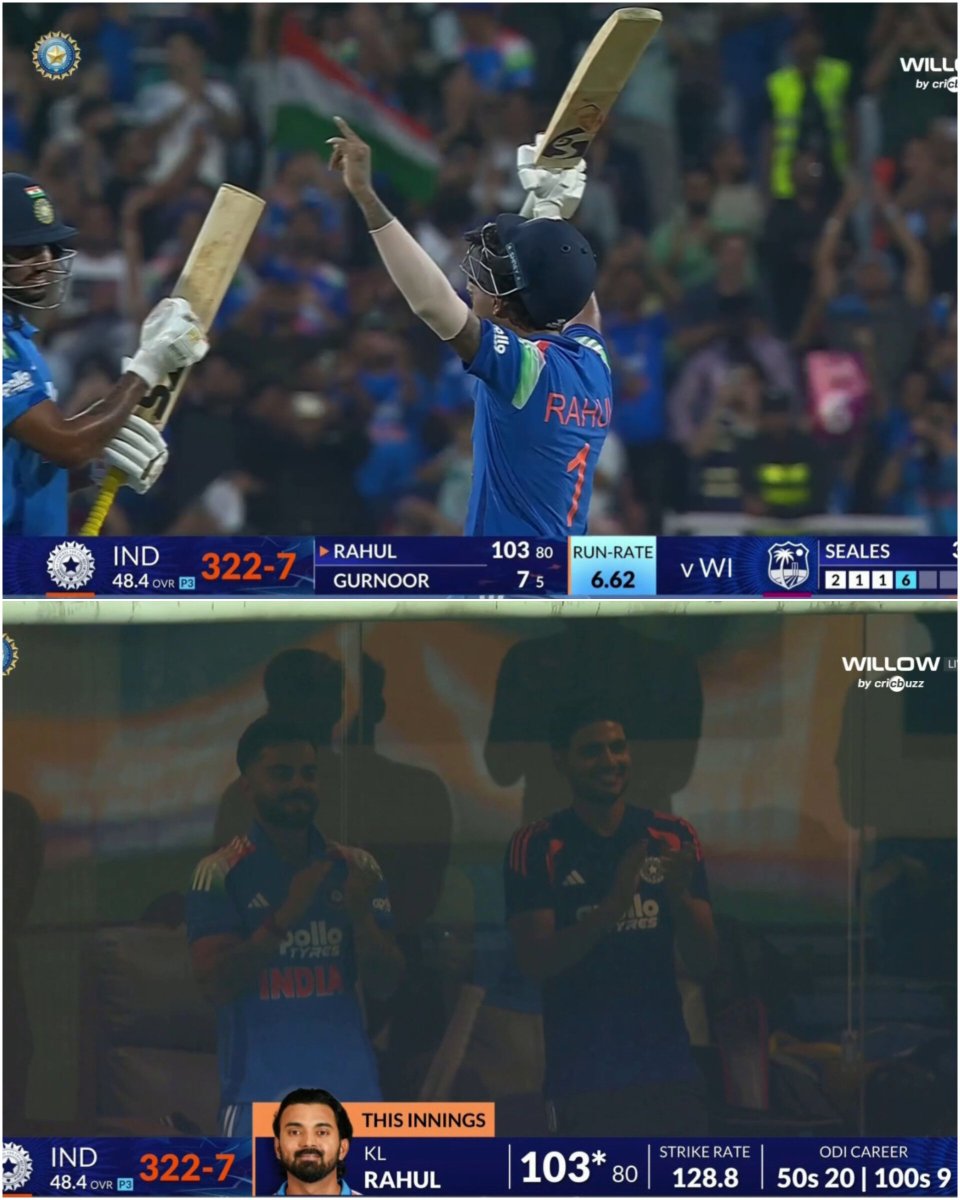Trend_VKohli's tweet photo. Century for KL RAHUL !! ❤️

- Standing Ovation Virat Kohli and Shubman Gill https://t.co/cSbfSiK5Vl