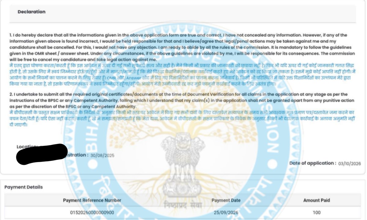 Sanu_vip4u's tweet photo. मैं TRE 4 का form successfully fill-up करके Final submit कर दिया हूं।
आप सभी अपना फॉर्म बहुत सावधानीपूर्वक भरें या अनुभवी Cafe वाले से फॉर्म भरवाएं।
एक छोटी सी गलती आगे चलकर बड़ी परेशानी का कारण बन सकती है।

#BPSC #BPSCExam #BPSCUpdates #TRE4 #TRE #TeacherRecruitment #TRE4ApplicationForm