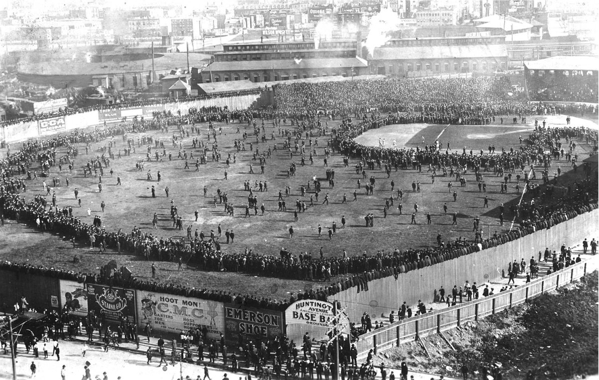 JimmyTrdinich's tweet photo. On this date in 1903, Pittsburgh defeated Boston, 4-2, in front of the largest crowd of the 1903 World Series (18,801) in Game 3 at Huntington Avenue Grounds in Boston. Pitching on one day’s rest, Deacon Phillippe tossed a CG to give the @Pirates a 2-1 lead in the Series. https://t.co/XXH14CWcGQ