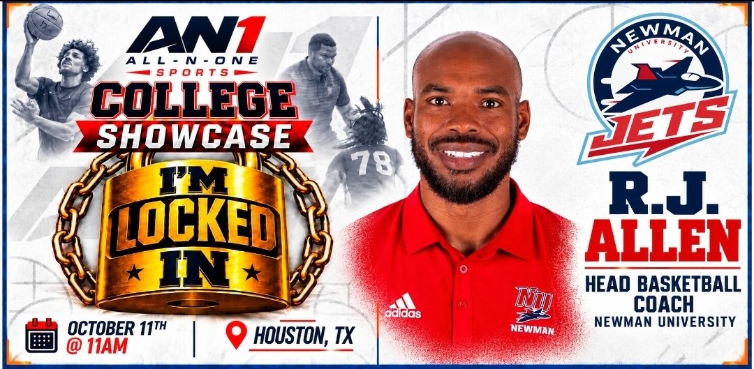 AllNOneSports1's tweet photo. 🔥WELCOME COACH

All-N-One Sports is honored to welcome D2 Head Coach, RJ Allen @CoachR_Allen from Newman University @NewmanJetsMBB 

We are excited about having Coach Allen representing his program October 11th at the @AllNOneSports1 College Showcase in Houston,  TX.

OPPORTUNITY AWAITS 
https://t.co/iBOrGnfuLf