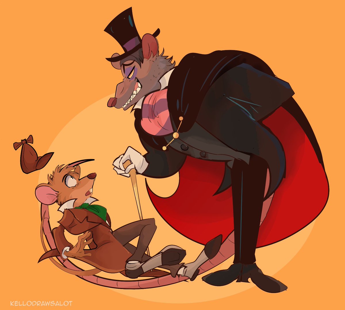 Kellodrawsalot's tweet photo. My old and new Basil and Ratigan art https://t.co/Hgwf0QBS2i