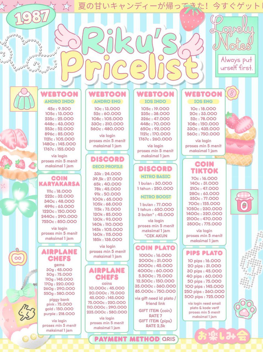 xnyota's tweet photo. ㅤㅤㅤ⠀
( #zonauang ) ❤︎ ░ ⋅ॱ — met malming malam minggu gucy ! open topup coin koin webtoon andro gift item plato rate 7 discord nitro boost basic deco profile dc , trusted testi di https://t.co/Qqcbj6de4e ㅤ̫✿ 
ㅤㅤㅤ⠀ https://t.co/aVvgZu9Unz