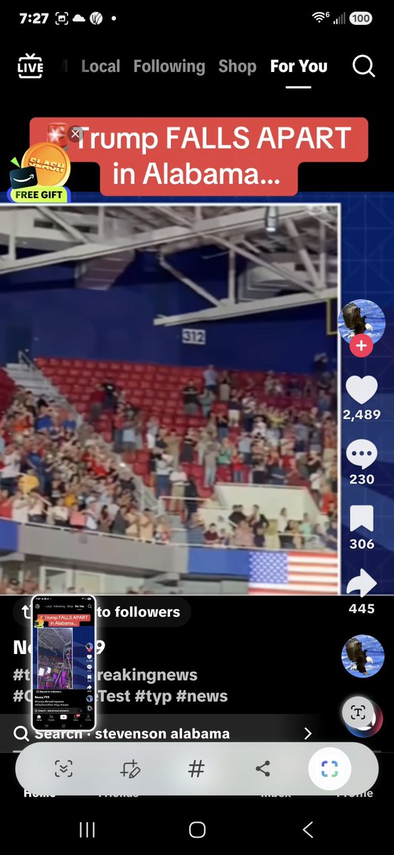 Humming2025's tweet photo. @Kittenwaffin @LauraLoomer Was he happy about those empty seats in Red Alabama?? https://t.co/kCsRunWZLI