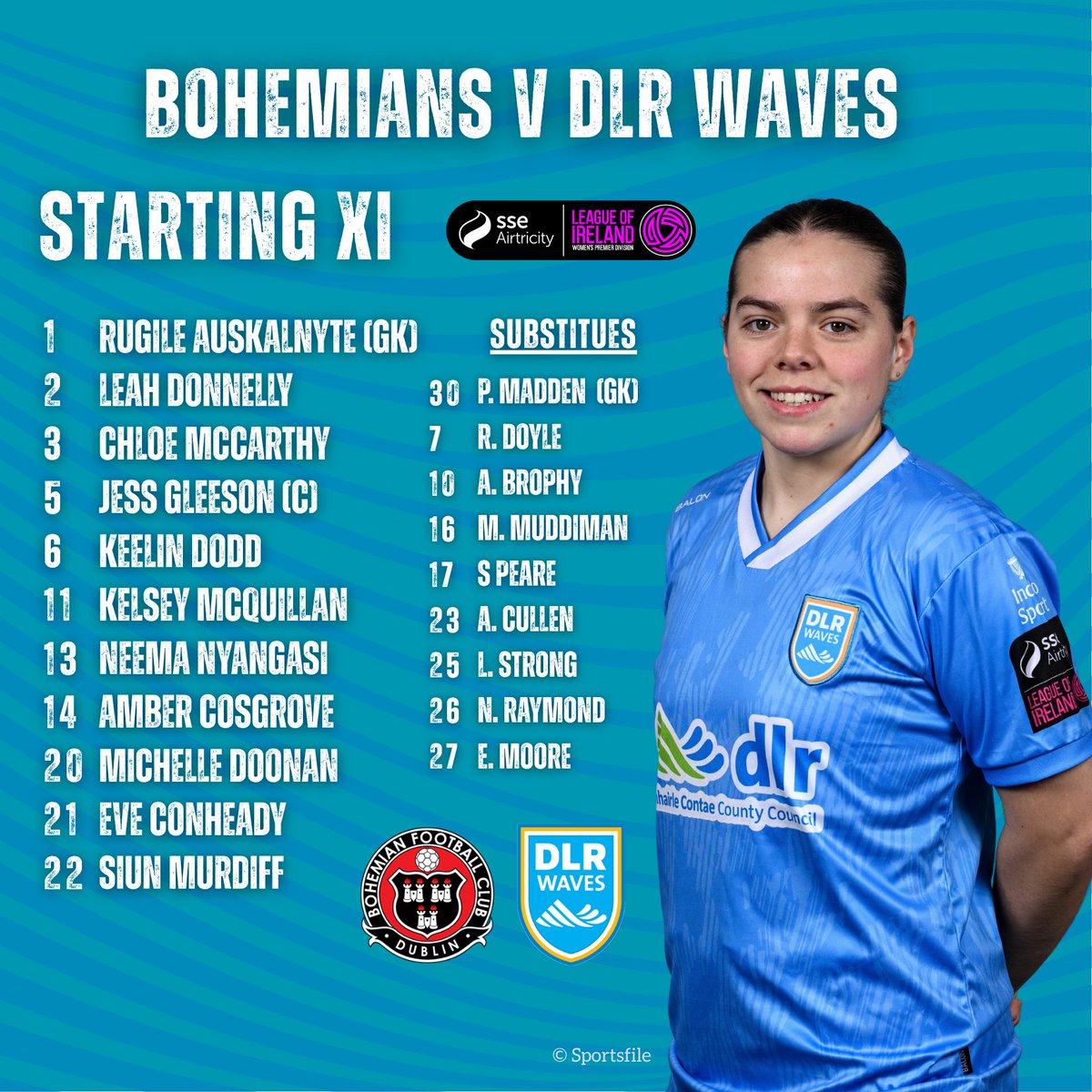 DLRWaves's tweet photo. Todays 11 as we take on Bohemians FC 🌊 https://t.co/tAVPgZX0j4
