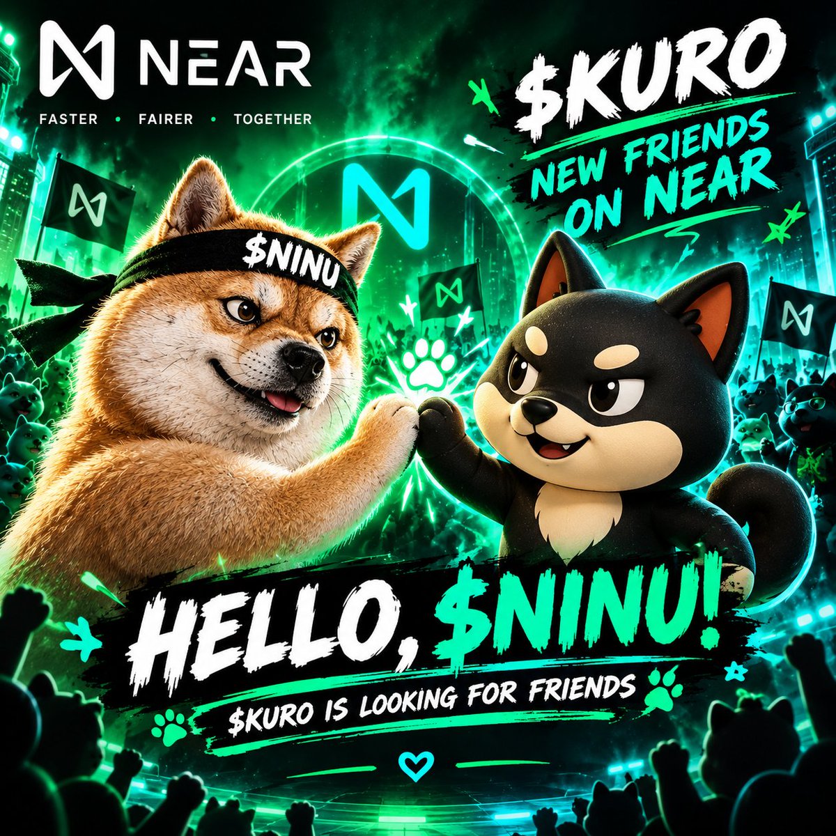 KuroInu2024's tweet photo. 🐶 HELLO, $NINU!

$KURO will arrive soon on NEAR  and we’re looking for new friends. 🤝

No competition. No drama.

Just two dogs, one ecosystem, and a community ready to grow together. 🐶🐶

$KURO × $NINU × $NEAR

Who’s joining the pack? 👀

#KURO #NINU #NEAR https://t.co/k8IvdBheDp