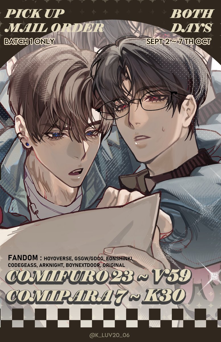 k_luv20_06's tweet photo. [ Like  &amp;  RT 💟🙇‍♀️]  
#Comifuro23 #CF23 #COMIPARA7 PO + GIVEAWAY   

☆ Like+repost and tag 1 friend!  
☆ Comment your favorite merch 
🗓️3-8 oktober 2026  
☆ fandom : HSR,  BOYNEXTDOOR, ARKNIGHTS, EONSHINKI, GSGW / GDCD, CODE GEASS, Original cahol https://t.co/w8OXeQVbbZ