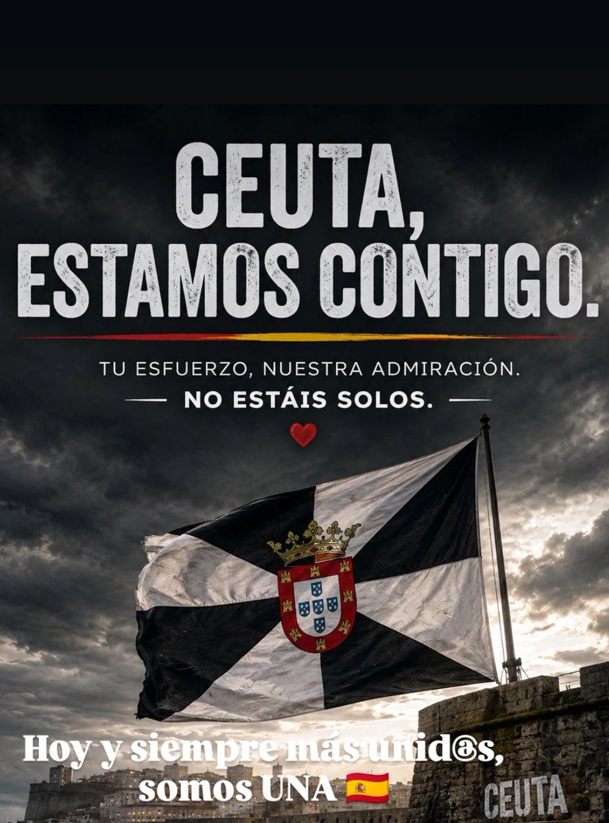 lidii_93's tweet photo. No olvido a Ceuta, dos meses q invadieron a mi país. Que no nos silencien. Sigamos mirando a Ceuta 🙏🙏caballas, desde toda España, unid@s, somos más fuertes.
#CeutaNoEstáSola #CeutaEsEspaña 
#Ceuta https://t.co/V188fskTzZ