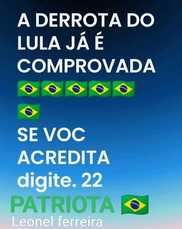 Prof_leonelfer's tweet photo. AMANHÃ DOMINGO 4 DE OUTUBRO 2026 , PREPARA A SUA COLINHA E O SEU  TÍTULO DE ELEITOR ! 
FLÁVIO BOLSONARO " 22" PRESIDENTE DO BRASIL 👊🇧🇷 !!! 
DEUS 🙏 PÁTRIA 🇧🇷 FAMÍLIA 🙋 E LIBERDADE 🗽!! https://t.co/xWd93pzFXA
