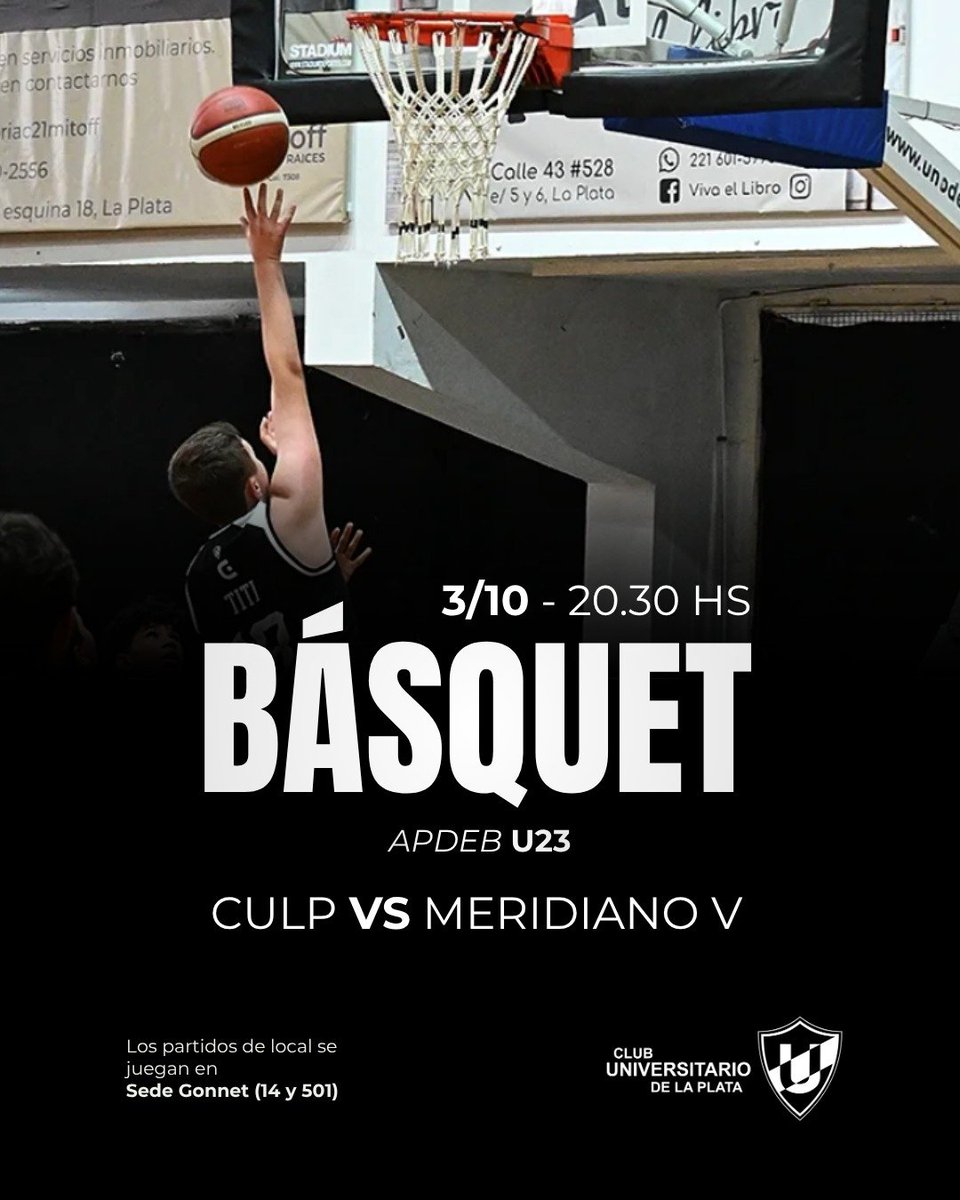 CULP_oficial's tweet photo. BASQUET: Nuestro equipo U23 recibew a meridano V desde las 20.30 hs.
@BasquetLaPlata 
@BasquetCULP 
@ClubMeridianoV https://t.co/zIg03rnbWV