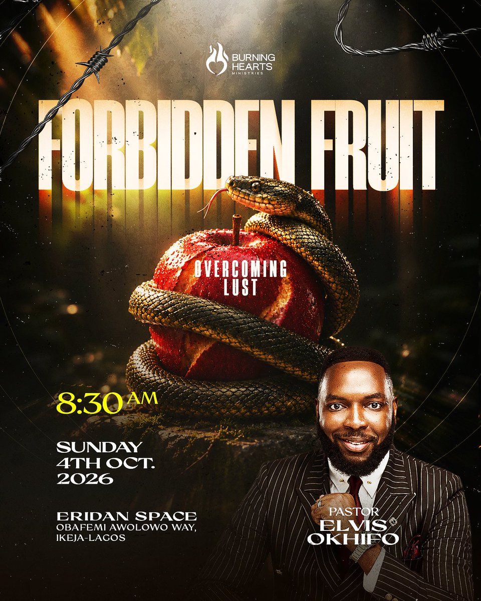 bhm_global's tweet photo. OCTOBER IS FOR FREEDOM
And we’re starting right where the fight often begins: our desires.
This Sunday, we start with Forbidden Fruit: Overcoming Lust
Sunday, 4 October 2026
8:30 AM
 Eridan Space, Obafemi Awolowo Way, Ikeja, Lagos. https://t.co/WzFpcegRzM