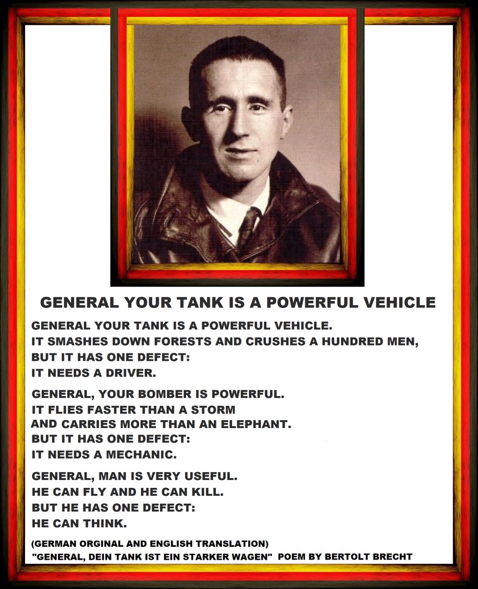 KALLEMOGLUSalih's tweet photo. #UnitedNations #UnitedStates #UnitedKingdom #Canada
#OneWorld #GermanNationalDay #TagderDeutschenEinheit
#Europe #Asia #Australia #Africa #NorthAmerica #SouthAmerica #Politics

GENERAL YOUR TANK IS A POWERFUL VEHICLE #BertoltBrecht
👉  https://t.co/Z3isSIdqkV https://t.co/0de1tjxSa2