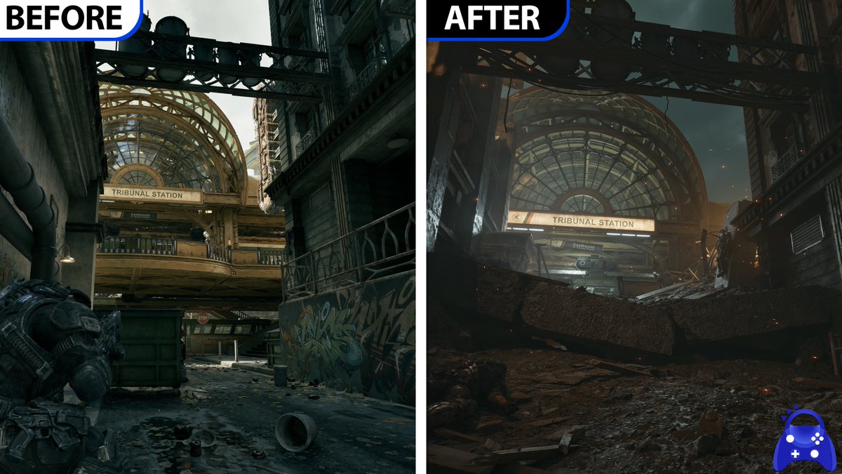 analistadebits's tweet photo. La destrucción de la ciudad de Kalona en Gears of War E-DAY es una de las demostraciones técnicas más impresionantes que he visto y se merecía un video así. Una ciudad viva que muere poco a poco ante nuestros ojos.

Video: https://t.co/rkNVvC0nvj https://t.co/XmGcvYFib7