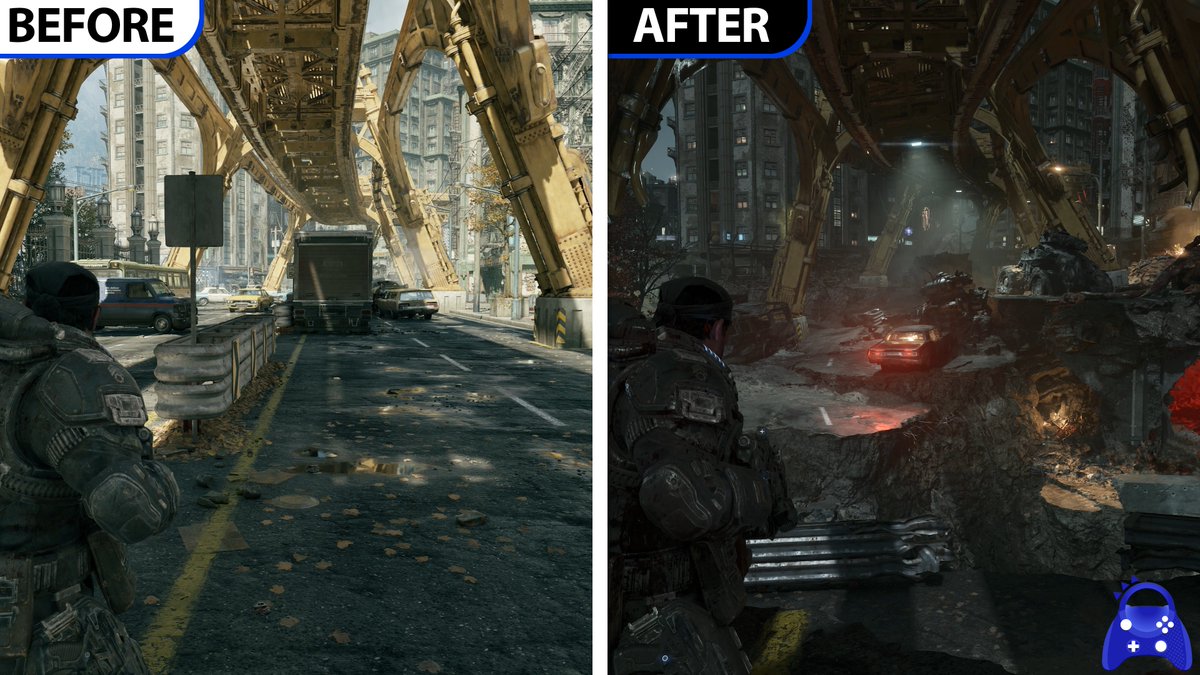 analistadebits's tweet photo. La destrucción de la ciudad de Kalona en Gears of War E-DAY es una de las demostraciones técnicas más impresionantes que he visto y se merecía un video así. Una ciudad viva que muere poco a poco ante nuestros ojos.

Video: https://t.co/rkNVvC0nvj https://t.co/XmGcvYFib7