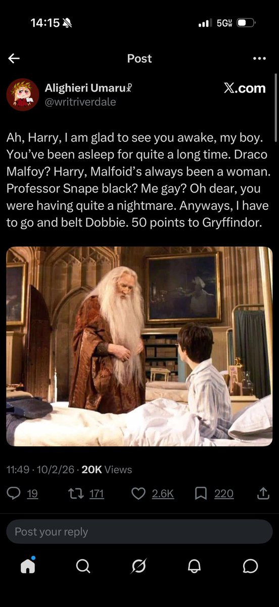 Hope_twdr's tweet photo. @Digital_Heretyk I need the Dobby beatings to be included in each dumbledoor post now https://t.co/QahQq0tCgY