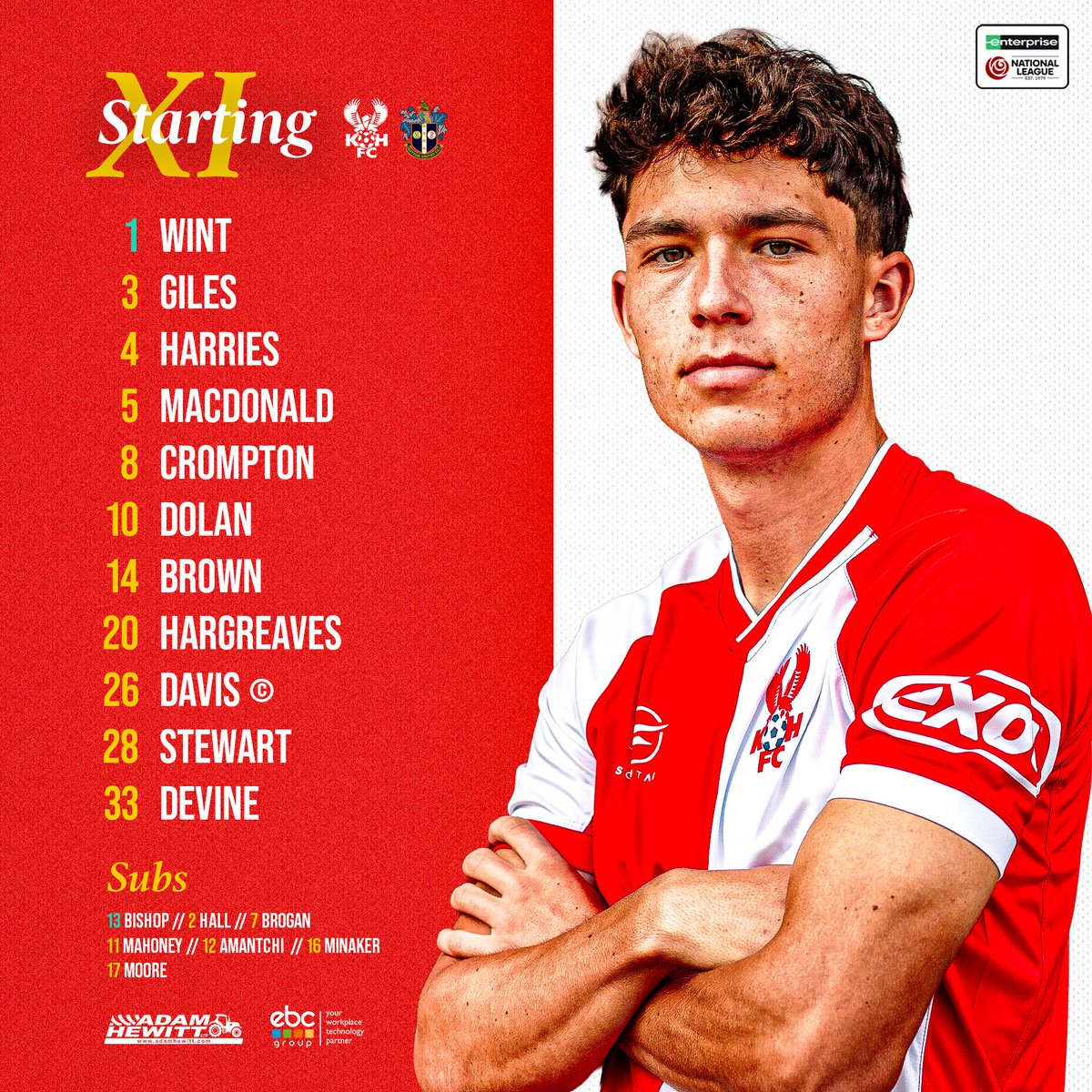 khfcofficial's tweet photo. 📋 The boys to face Sutton United.

🎟️ https://t.co/CNU2KLjbsX 

#Harriers 🦅 https://t.co/rRHEFOP40q