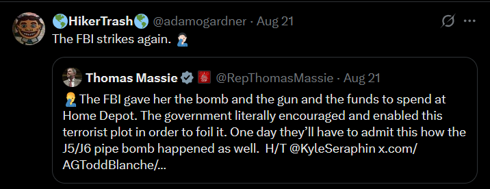 MMMMfishOOOO's tweet photo. @adamogardner @DataRepublican FBI stops terrorist plot "wtf FBI". Yea I'll take your thoughts on wasteful real serious :) https://t.co/eyu9LvC4tg
