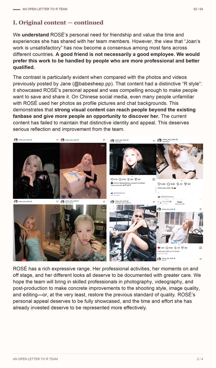 RoseChinabar's tweet photo. An open letter to R Team from all c-n1s.

@numberoneHQ @GeeeeRouz @tdwrd @THEBLACKLABEL @AtlanticRecords 

#ROSÉ #로제 https://t.co/3AaG4JwKD4