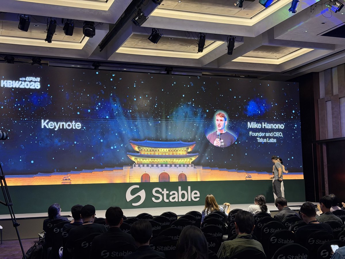 Talus_Labs's tweet photo. That's a wrap on KBW 2026 🇰🇷

Thank you to @kbwofficial, everyone who came to @0xgmike's keynote, &amp; to everyone at the @verona_dev &amp; @FourPillarsFP side events we co-sponsored

We came to Seoul asking "Can you trust your agent?" and left with great conversations about the answer https://t.co/f4BkDEjIMA