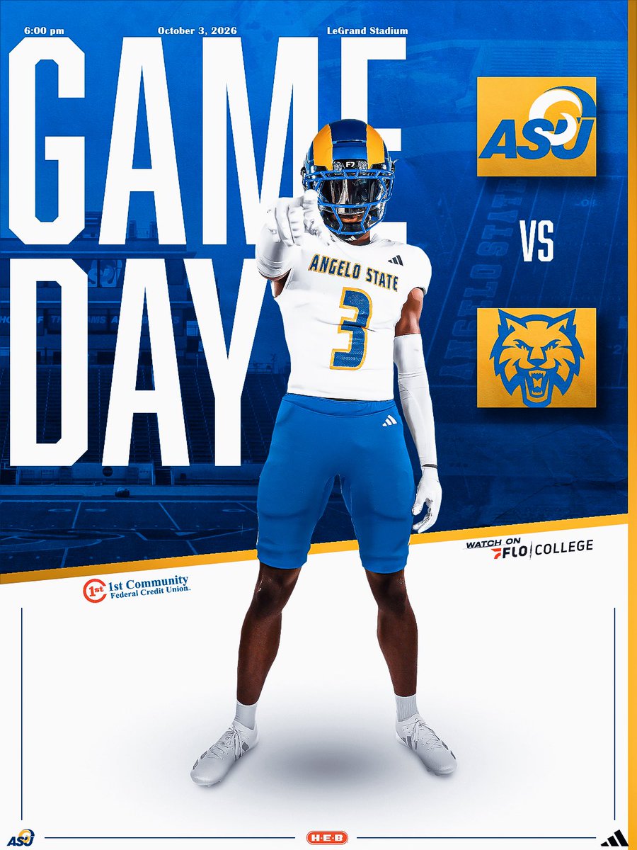 angeloathletics's tweet photo. Saturdays Are For The Rams 🐏

🆚 - Central Washington
🕕 - 6PM CST
📍 - San Angelo, Texas
🏟️ - LeGrand Stadium at 1CCU Field
🎟️ - https://t.co/nBpWbRzN1U
📊 - https://t.co/oTZBydQ38E
💻 - https://t.co/AsyE5oNXmq
📻 - https://t.co/fKIwFbF0Ho

#WinTheDay #PullTheRope https://t.co/QKxPo4eSg0