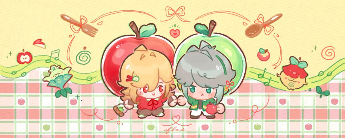 Flanveh's tweet photo. kaveh and alhaitham during apple season 🍎🍏 https://t.co/oMcLYlhmfx