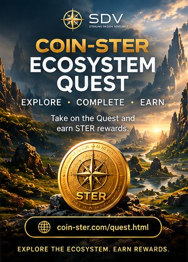 SterlingDesignV's tweet photo. The Quest is open. 🧭 Explorer Quest takes you through the SDV ecosystem in four tiers: Explorer, Contributor, Builder, and Ambassador. Complete quests, earn STER rewards. https://t.co/4j5X9lvbvL #ExplorerQuest #STER https://t.co/RlLw2D2YSs