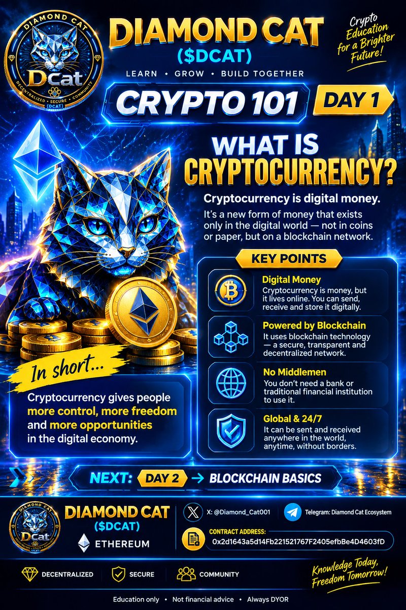 Diamond_Cat001's tweet photo. THE DIAMOND CAT MOVEMENT IS GROWING. 🐱💎
Community. Visibility. Engagement. Vision.
$DCAT is building on Ethereum — and the story is only beginning.
Don't just hear about it. DYOR. 👀
CA: 0x2d1643a5d14Fb221521767F2405efbBe4D4603fD
#DiamondCat #DCat #Ethereum https://t.co/0cL54U1yMC