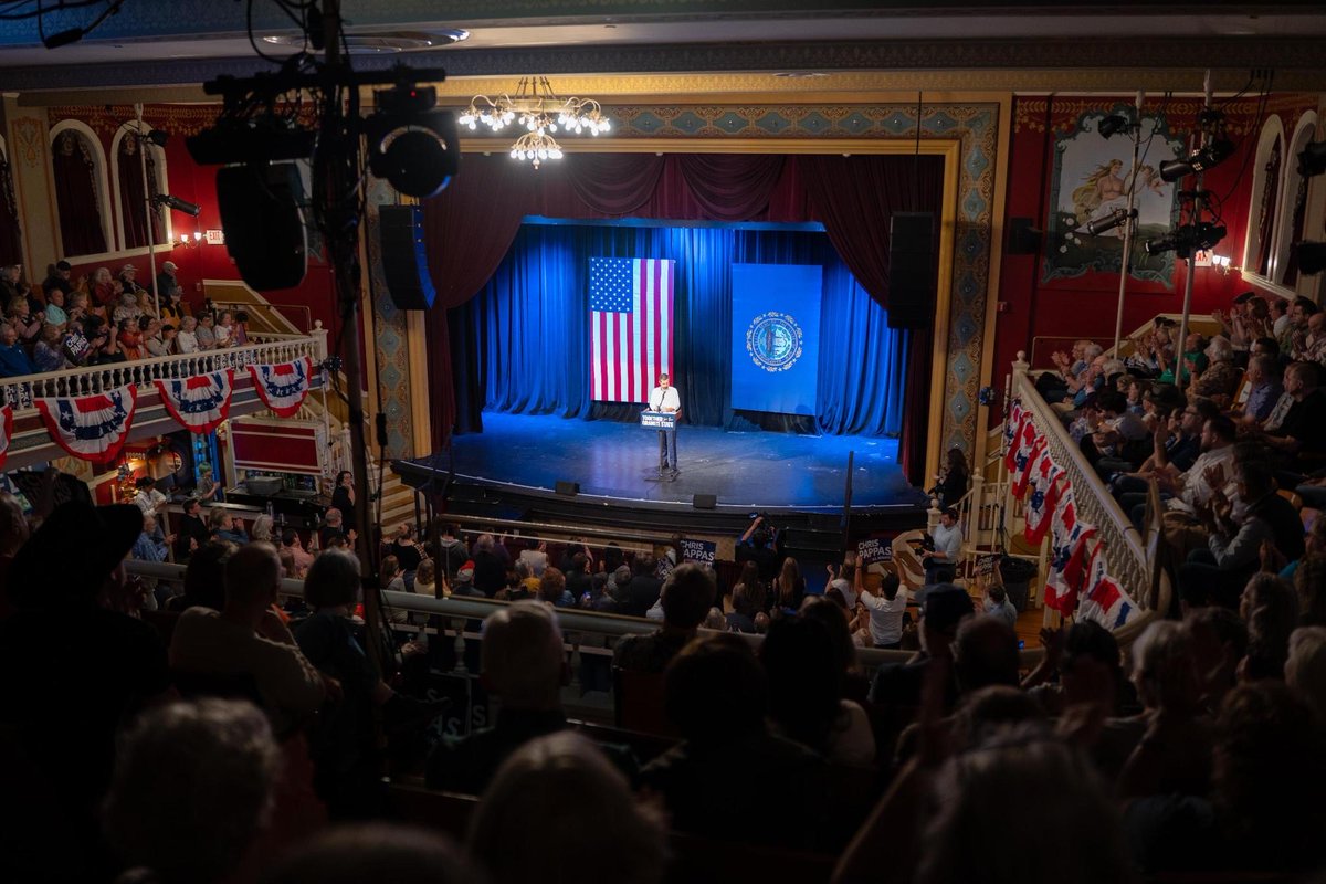 PeteButtigieg's tweet photo. Feeling energized and hopeful after joining @ChrisPappasNH, @Stefany4NH, and @CindeWarmington to rally in Rochester last night. Thank you to everyone who took time out of their Friday to join us. https://t.co/54vYBBlCSC