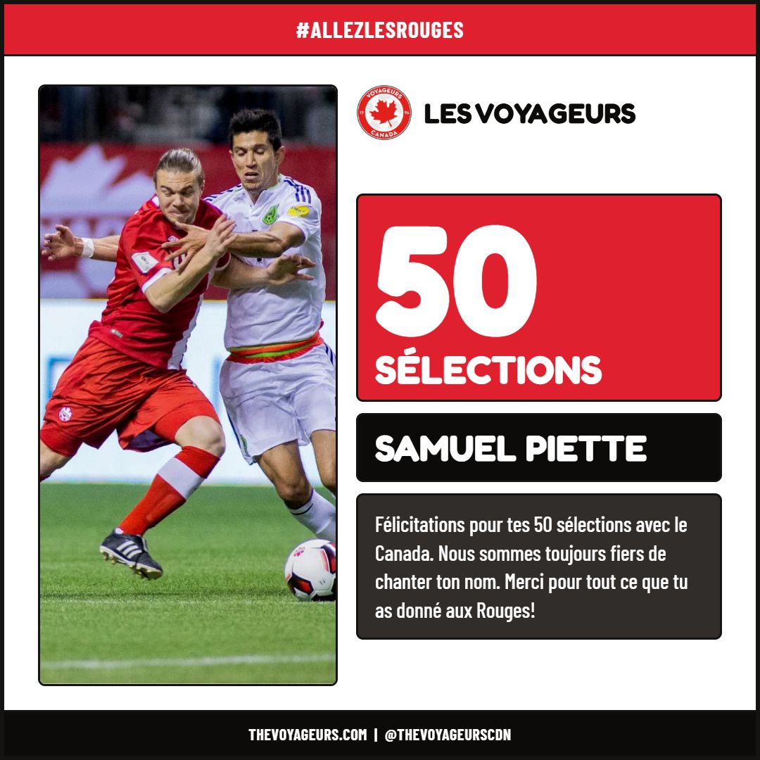 thevoyageurs's tweet photo. 50 sélections avec le Canada! Félicitations Sam! 

50 caps for Canada! Congratulations Sam!

#AllezLesRouges #CANMNT https://t.co/0O04xatsxU