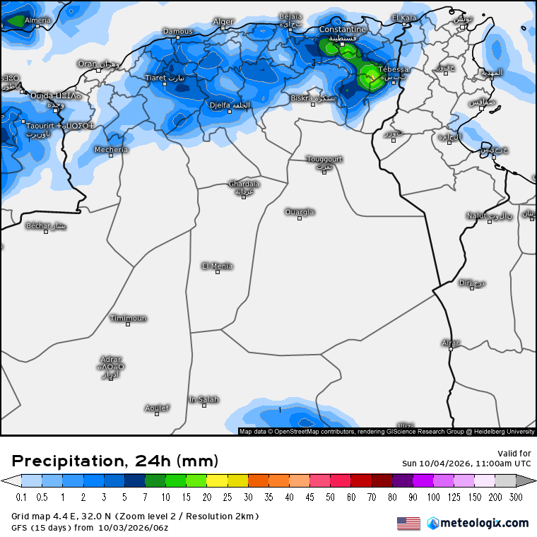 MeteoMosta68162's tweet photo. الجزائر 🇩🇿 
أمطار رعدية محلية متوقعة مساء اليوم السبت والليلة القادمة بمناطق واسعة من شمال الوطن و الخط الرابط بين برج باجي مختار نحو تمنراست 🇩🇿⛈️👇 https://t.co/7nVb9hXFcV