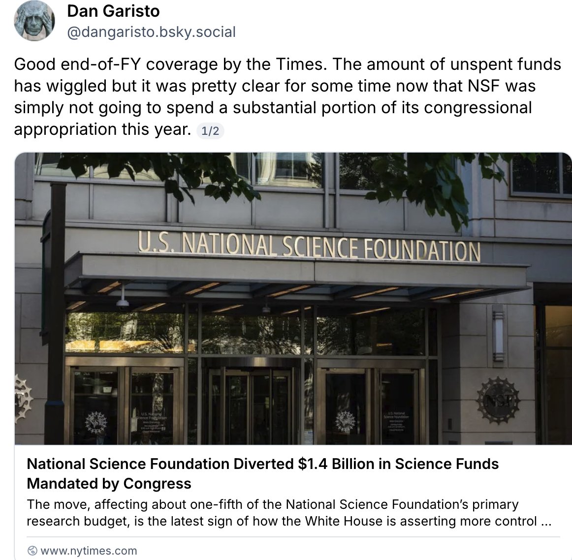 HistedLab's tweet photo. The Trump admin has ignored the law and Constitution, seizing money that Congress directed be spent on science.

Winning elections is necessary, but not enough, to fix this.

We are going to need to rewrite administrative law. Which requires disempowering the Supreme Court. https://t.co/CdISU8afNu