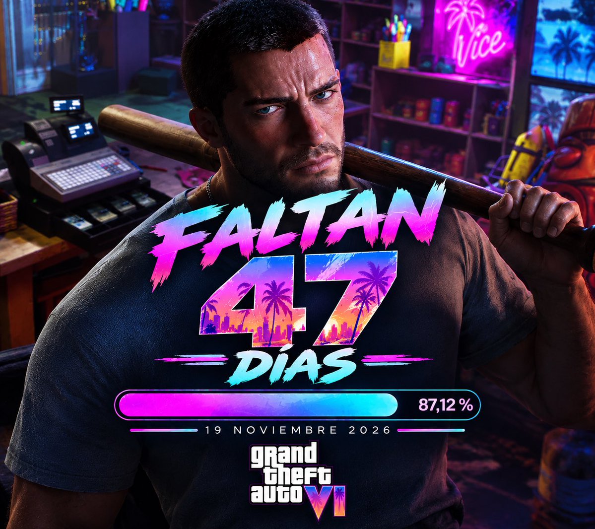 ElNeuroparako's tweet photo. 🔥 ¡47 DÍAS PARA GTA VI! 🔥

Ya solo quedan 47 días para volver a Vice City. 🌴🎮
La cuenta regresiva sigue bajando… y cada vez estamos más cerca de vivir la nueva era de Grand Theft Auto. 👀🔥

#GTA6 #GTAVI #RockstarGames #ViceCity https://t.co/g8FLc248Ya