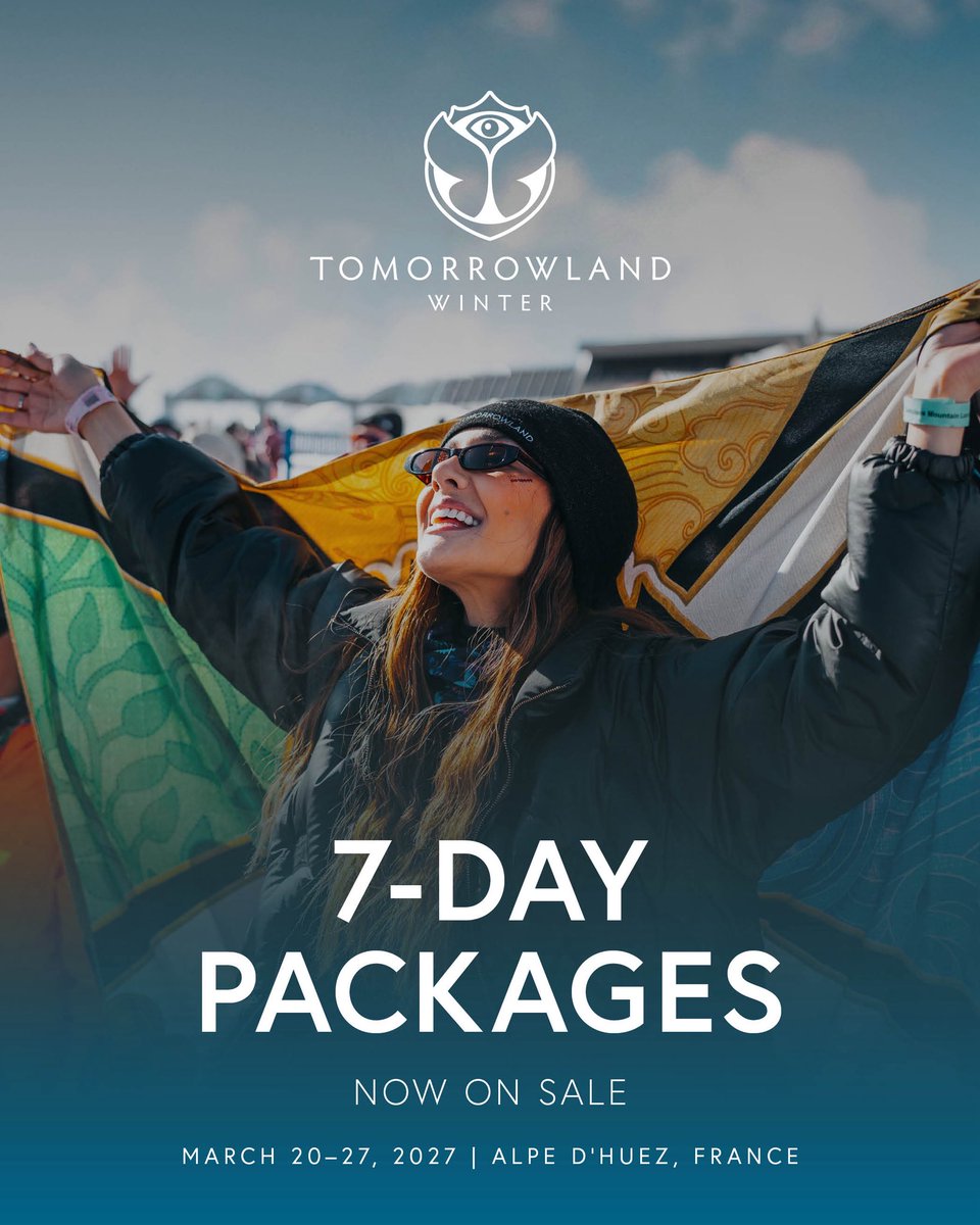 tomorrowland's tweet photo. 7-Day Festival Packages for Tomorrowland Winter 2026 are now on sale. Get ready to create unforgettable memories in the heart of Alpe d'Huez. https://t.co/ml775pwhu5